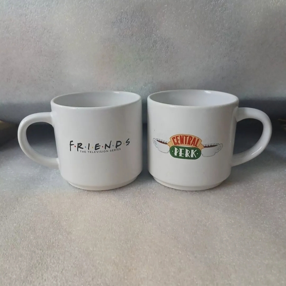 Friends Central Perk Logo Mug Drinking Coffee Tea Cup Drinkware White Set Of 2 - Picture 1 of 6